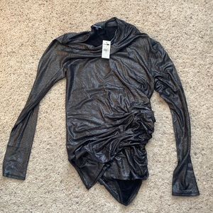 🖤🎇NWT EXPRESS ASYMMETRICAL L/S BLACK SHIMMER TOP